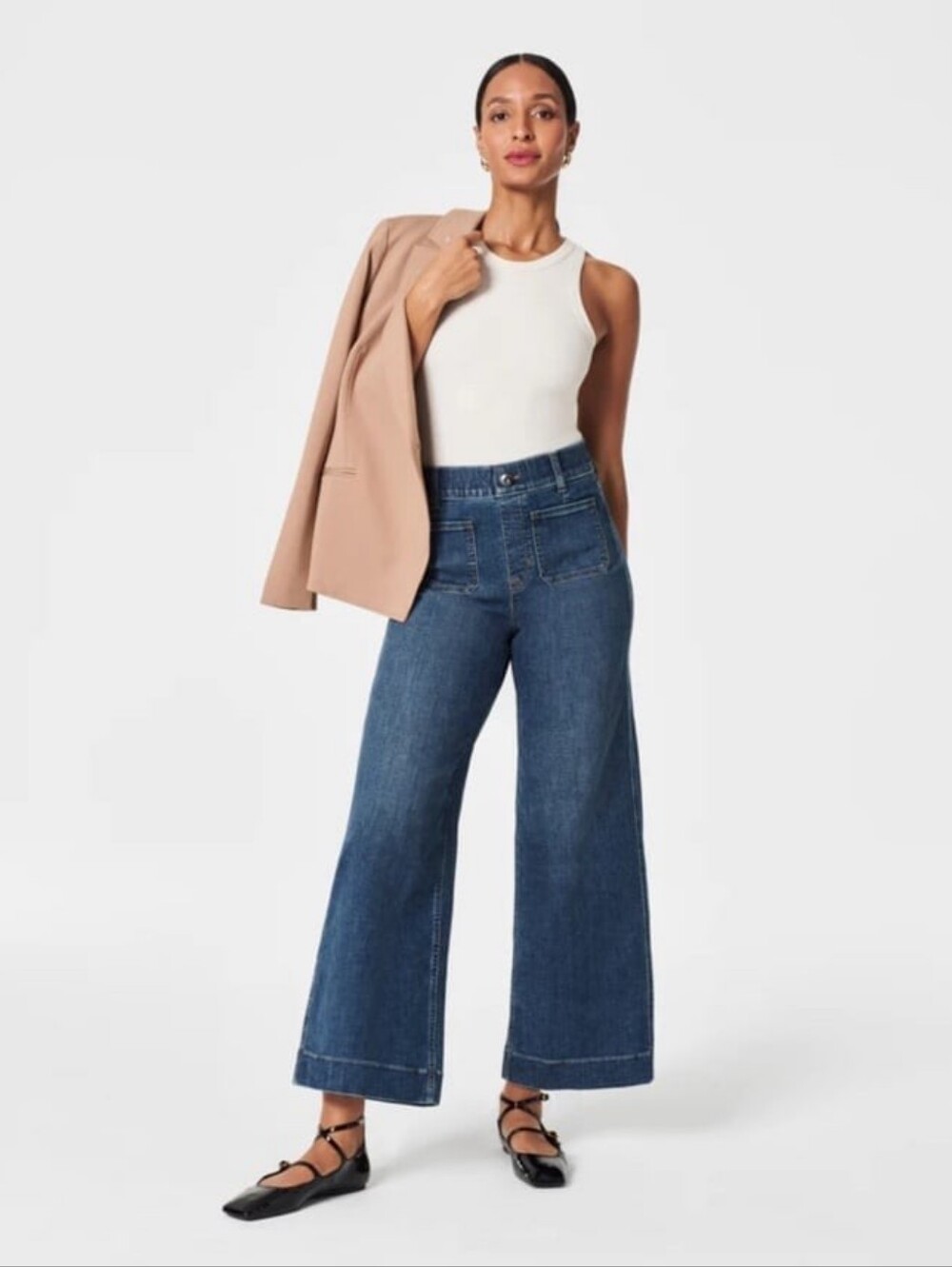 Spanx Cropped Wide Leg Stretchy Jeans